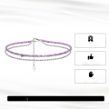wholesale S925 Sterling Silver Cloud-Pull Jewelry Double-Layer Stackable Anklet with Natural Purple Spinel, Direct from Manufacturer-0-2