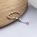 wholesale S925 Sterling Silver Korean-style Creative Olive Bead Chain Link Pendant with Adjustable Ring and Tassel-0-1