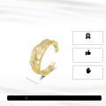 wholesale 14K Gold Plated Irregular Wrinkle Texture Open Ring for Women, Small Stacking Index Finger Ring-0-2