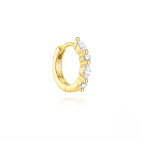 wholesale S925 Sterling Silver Geometric Marquise Zirconia Ear Crawler Earring With Crystals-Single gold #3