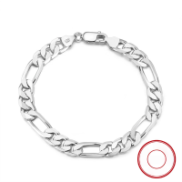wholesale S925 Sterling Silver Cloud-Pull Jewelry 65mm Figaro Chain with Floral Pattern Mother-Child Link, INS Unisex Factory Direct-14K gold 6.5mm wide, bracelet length 16.5cm 925 silver