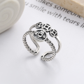 wholesale S925 Sterling Silver Retro Vintage Coin Double-Layer Hollow-Out Design Unisex Versatile Open-Attitude Ring-0-0