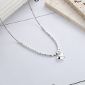 wholesale S925 Sterling Silver Ins Small Square 3D Heart Pendant Trendy Snake Chain Necklace-0-0