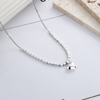 wholesale S925 Sterling Silver Ins Small Square 3D Heart Pendant Trendy Snake Chain Necklace-YL346/approx. 10g 925 silver