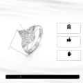 wholesale S925 Sterling Silver Jewelry, Light Luxury Extra Sparkling Zircon Ring with Teardrop Zircon in White Gold-0-3