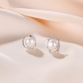 wholesale 925 Sterling Silver Freshwater Pearl Ear Studs Women's High-End Minimalist Style Cross-Border Wholesale-0-0