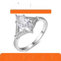 wholesale S925 Silver Set Marquise Moissanite Ring Elegant Classic Design Shining Fashion Amazon Best Seller-Gold 2 carat (with certificate)  6 US