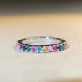wholesale S925 Sterling Silver Ring with Rainbow Zircon, Original Design for Women, Light Luxury Versatile Style, European and American Cross-Border Gemstone Ring-0-0