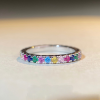 wholesale S925 Sterling Silver Ring with Rainbow Zircon, Original Design for Women, Light Luxury Versatile Style, European and American Cross-Border Gemstone Ring-Color-CBJZ163 No. 5