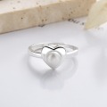 wholesale S925 Sterling Silver Irregular Heart Base Plump Pearl Ring Elegant and Versatile Luxury Style Band-0-2