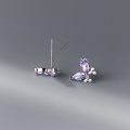 wholesale S925 Sterling Silver Purple Diamond Butterfly Earrings, Light Luxury Fashion Elegant Women's Ear Jewelry M03722-0-3