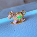 wholesale Gold-Plated S925 Ancient Silver Enamel Lucky Rocking Horse Necklace Bracelet Pendant DIY Accessories-0-7