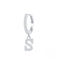 wholesale S925 Sterling Silver Single 26-letter Alphabet Ear Hoop,ins-Platinum S