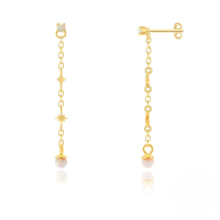 wholesale S925 Sterling Silver Opal Earrings With Chain Tassel, Star Earrings In Korean Style Minimalist Design-Single gold#1&gt;925 silver