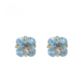 wholesale 9K Gold French Vintage Fresh and Elegant Four-Leaf Clover Sky Blue Topaz Earrings, Yili Jewelry Factory Wholesale-0-0