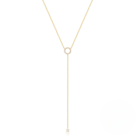 wholesale S925 Sterling Silver Minimalist Round Ring Pendant Necklace, Ins Adjustable Chain, Lightweight Luxury Design Versatile Accessory-Gold 925 silver