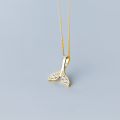 wholesale S925 silver necklace pendant, Korean-style diamond-encrusted mermaid tail pendant, cute collarbone chain D4388-0-4