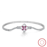 wholesale S925 Sterling Silver Full Diamond Tennis Bracelet with Single Row Blue Zircon, Factory Direct-2.0mm red corundum, length including buckle 6.5 inches (16.5CM)