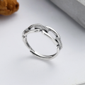 wholesale S925 Sterling Silver Retro Trendy Chain-Link Interlocking Fashion Adjustable Ring for Men and Women-0-0