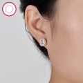 wholesale S925 Sterling Silver French Retro Vintage Luxury Square Zircon Earrings for Women, Small and Chic-0-3