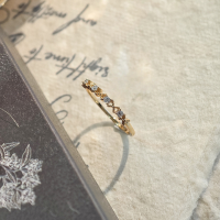 wholesale Electroplated K gold material, Dunli Jewelry lace grid set with zirconia ring, advanced and versatile stacking style, Japanese-inspired ring-Lace Grid Zircon Ring  Size 8 (Mido)