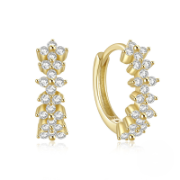 wholesale S925 Sterling Silver Super Sparkly Single Row Petal Zircon-studded Ear Hoop Clasp Earrings For Women,-Gold 925 silver