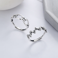 wholesale S925 Sterling Silver Korean Version Ins Style Simple Line Loop Wrapped Irregular Versatile Open Ring-0-0