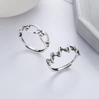 wholesale S925 Sterling Silver Korean Version Ins Style Simple Line Loop Wrapped Irregular Versatile Open Ring-YJ794/B approx. 2.6g &gt; opening adjustable
