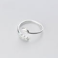 wholesale S925 Silver Nalan Women's Small FreshLeaf Open Ring Adjustable Ring Literary Ring J3786-0-2