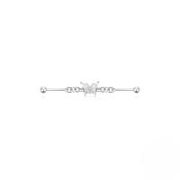 wholesale S925 Sterling Silver Industrial Piercing Chain Barbell Threaded Ear Cartilage Stud-Single platinum #6