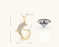 wholesale 10k Gold Plated Moissanite Dolphin Pendant Minimalist Elegant Collarbone Chain High-End Design Necklace for Women-0-5