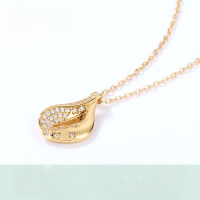 wholesale Sterling Silver with White Zircon Petals, Japanese Retro Style Dainty March Floral Pendant Necklace, New Spring Festival Accessory-[Pendant] Without chain 925 silver