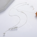 wholesale S925 Sterling Silver Korean Style Large and Small Bead Interlocking Tassel Necklace, Ins New Creative Collarbone Chain-0-3