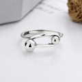 wholesale S925 Sterling Silver Irregular Geometric Hollow Large and Small Sphere Ring Fashion Commute Chic Style-0-2
