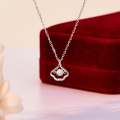 wholesale S925 Sterling Silver Maker Hollow-Out "Grateful for You" Dynamic Necklace, Fashionable and Luxurious Niche Design Popular Collarbone Chain Jewelry-0-2