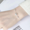 wholesale S925 Sterling Silver Hollow Heart Charm Bead Bracelet for Girlfriend, Chic Minimalist Style Trendy Silver Chain Accessory-0-3