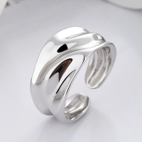 wholesale S925 Sterling Silver European and American River Line Texture Trendy Minimalist Unisex Open Ring-DJ1184/white gold, approximately 5.7g &gt; opening adjustable