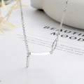 wholesale S925 Sterling Silver Korean Style Minimalist Square Pendant English Tassel Geometric Creative Unisex Necklace-0-0