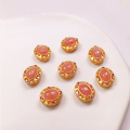 wholesale [925 Silver Gold Plated] Natural Rhodochrosite Oval Bead Five-Petal Flower Accessory DIY Handmade Semi-Finished Bracelet String-0-1
