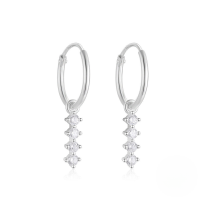 wholesale S925 Sterling Silver Single-row Zircon Turquoise Love Turtle Ear Hoops-Silver plated #1 925 silver