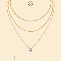 wholesale S925 silver thick chain luxury high-end gold ins stylelayered moissanite necklace-Moissanite 1 carat
