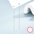 wholesale Sterling Silver S925 Long Tassel Triangle Zircon Ear Threads Korean Style Internet Celebrity Forest Series Advanced Earrings-0-2