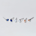 wholesale S925 silver Korean-style small fresh diamond-inlaid teardrop-shaped earrings, elegant geometric petite earrings E5158-0-0
