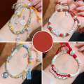 wholesale 999 Sterling Silver Coil Bracelet DIY Rainbow Thread Braided Anklet Zodiac Year Broken Silver Anklet Gift for Girlfriend's Mother-0-0