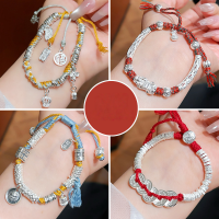 wholesale 999 Sterling Silver Coil Bracelet DIY Rainbow Thread Braided Anklet Zodiac Year Broken Silver Anklet Gift for Girlfriend's Mother-DMXDH311>999 silver (grams see picture)