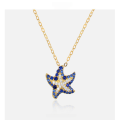wholesale S925 Sterling Silver Gold-Plated Korean Japanese Style Fashionable and Unique Ins-style Starfish Necklace for Women, Star Choker Necklace Jewelry-0-0