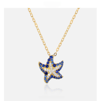 wholesale S925 Sterling Silver Gold-Plated Korean Japanese Style Fashionable and Unique Ins-style Starfish Necklace for Women, Star Choker Necklace Jewelry-003262-Gold S925 Silver