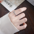 wholesale S925 sterling silver retro INS minimalist style black epoxy H letter ring small design index finger ring for women-0-0
