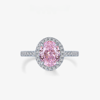wholesale S925 Silver, Shipei Jewelry New 2-Carat Oval 7*9 Ice Flower Cut High Carbon Diamond Light Luxury Diamond Powder Women's Ring-Pink 7*9【R-2148】 No.7