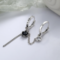 wholesale S925 Sterling Silver Internet-Famous Viral Cool and Edgy Double Ear Clip Black Zircon Fringe Small Design Earrings-0-0